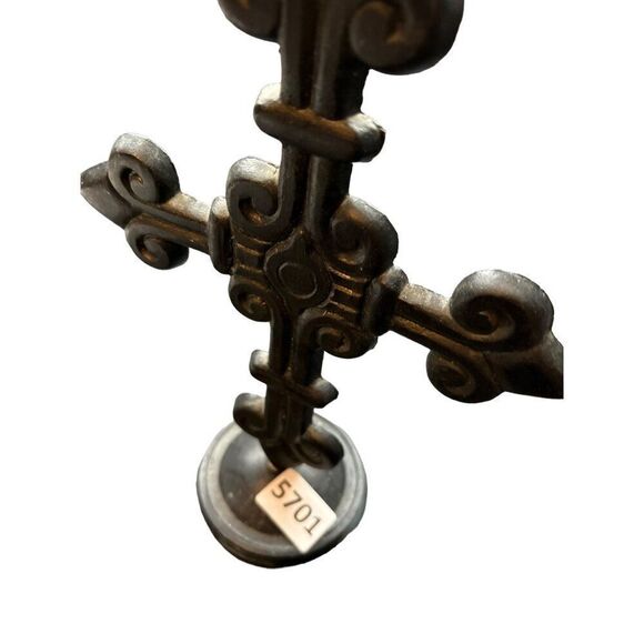 Antique-Style Cross With Fleur-De-Lis Design 12 Inch Tall - Picture 9 of 9